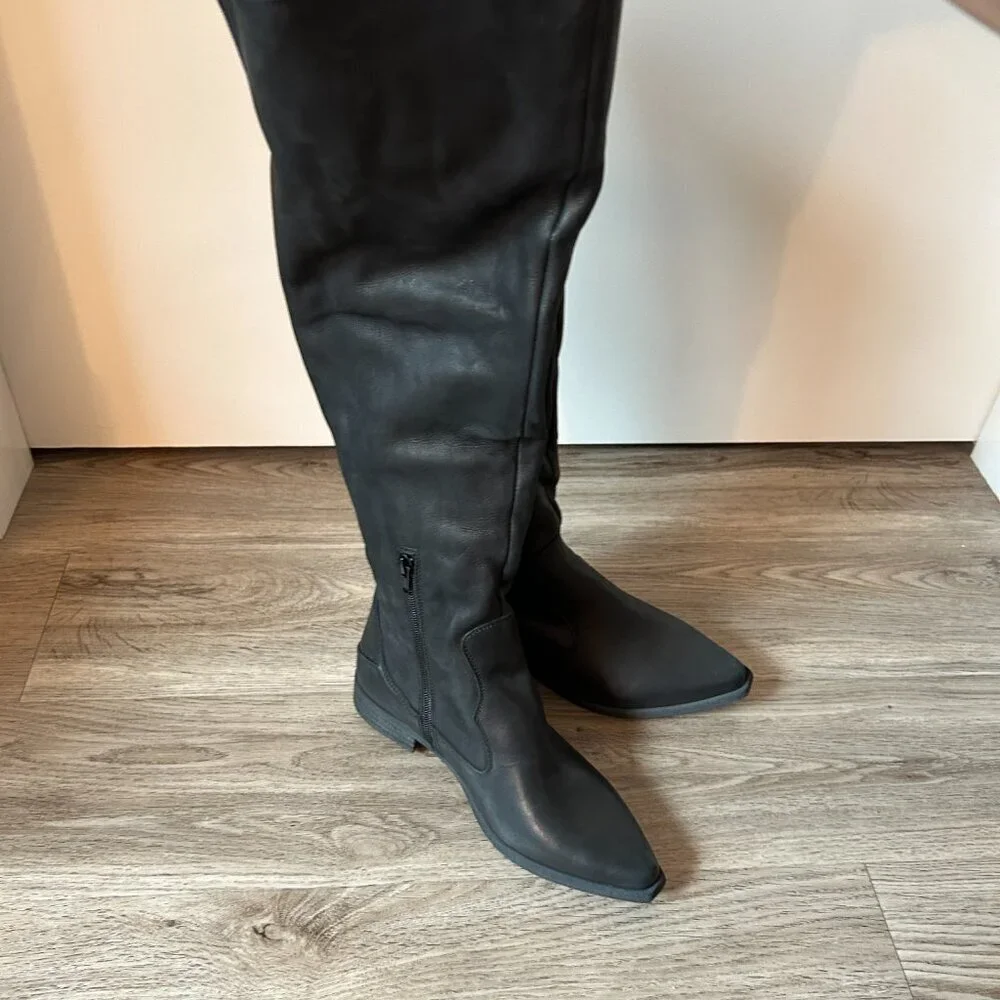 Free People Brenna Over the Knee Boot Black Size 36 NWT